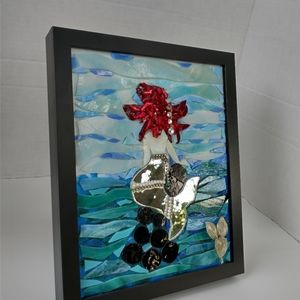 Mermaid wall art vintage jewelry mosaic nautical